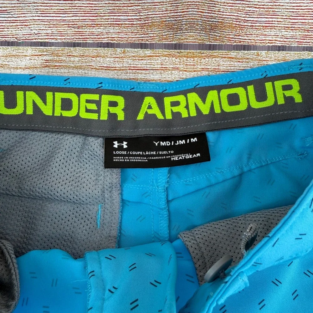 Under Armour Boys Blue‎ Dash Print HeatGear Golf Shorts Size Youth Medium YMD